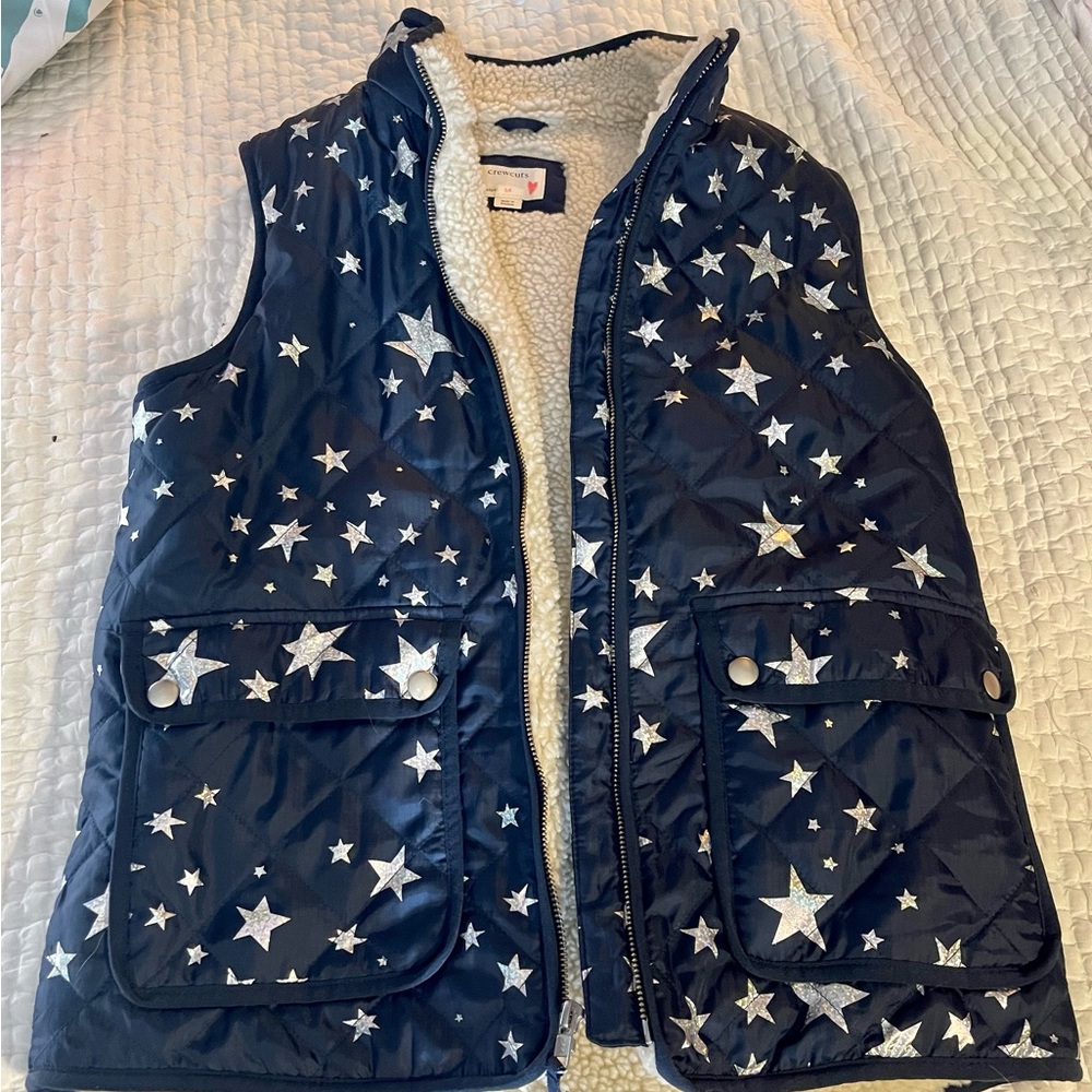 Crewcuts Sherpa vest metallic stars 14 - would also fit women xs
